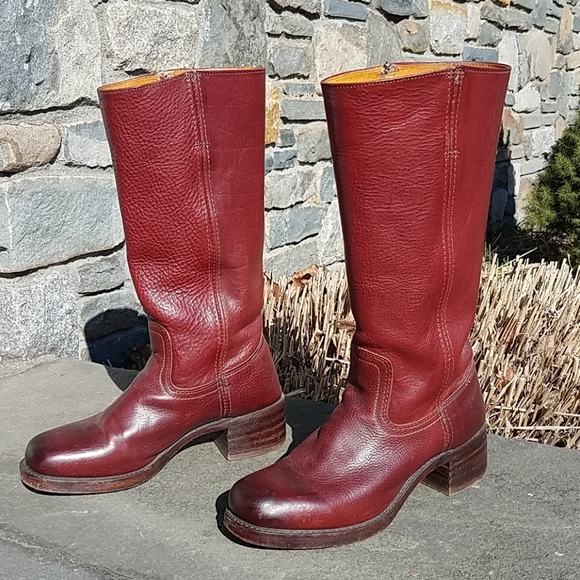 frye red leather boots